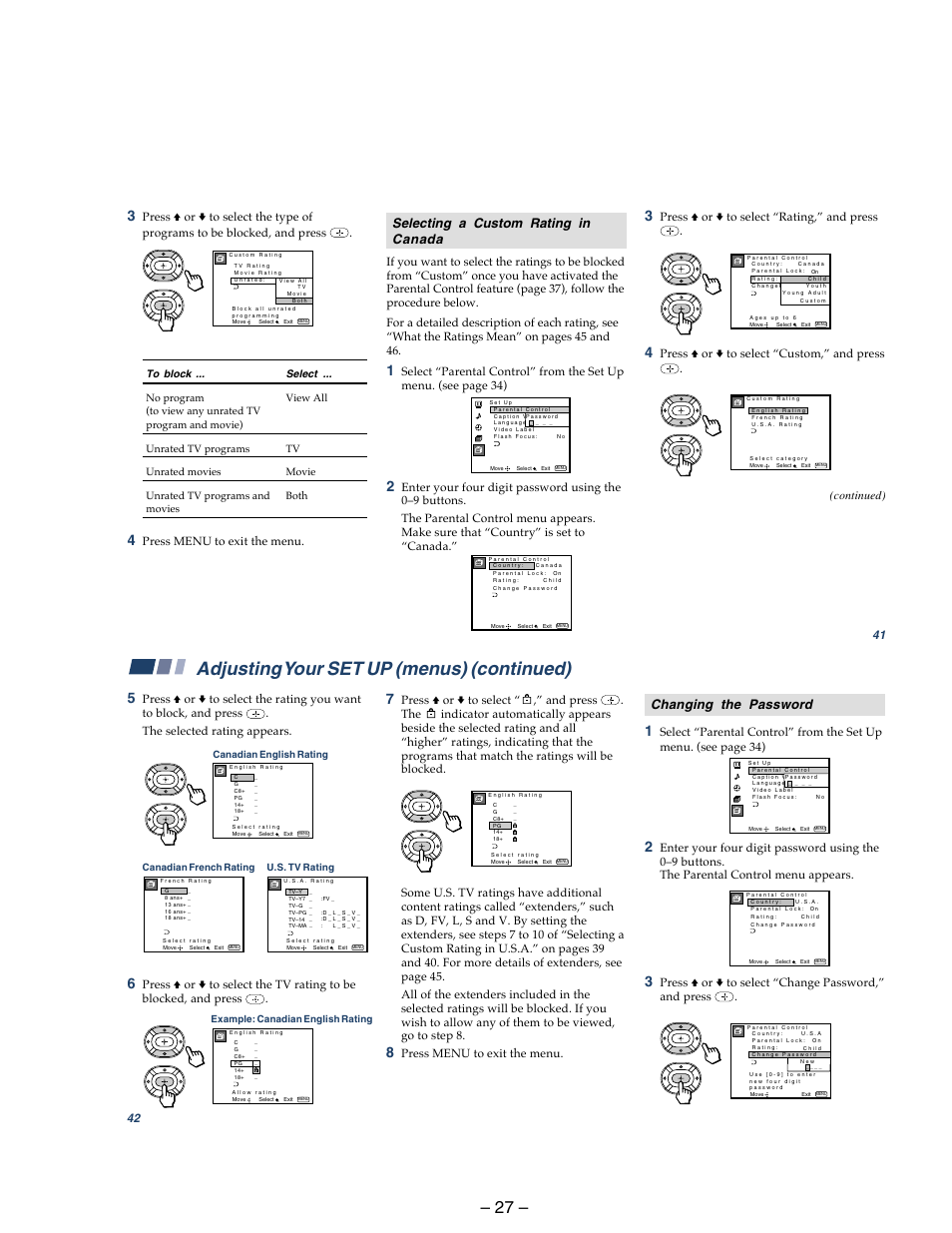 Adjusting your set up (menus) (continued) | Sony KP 48S75 User Manual | Page 27 / 100