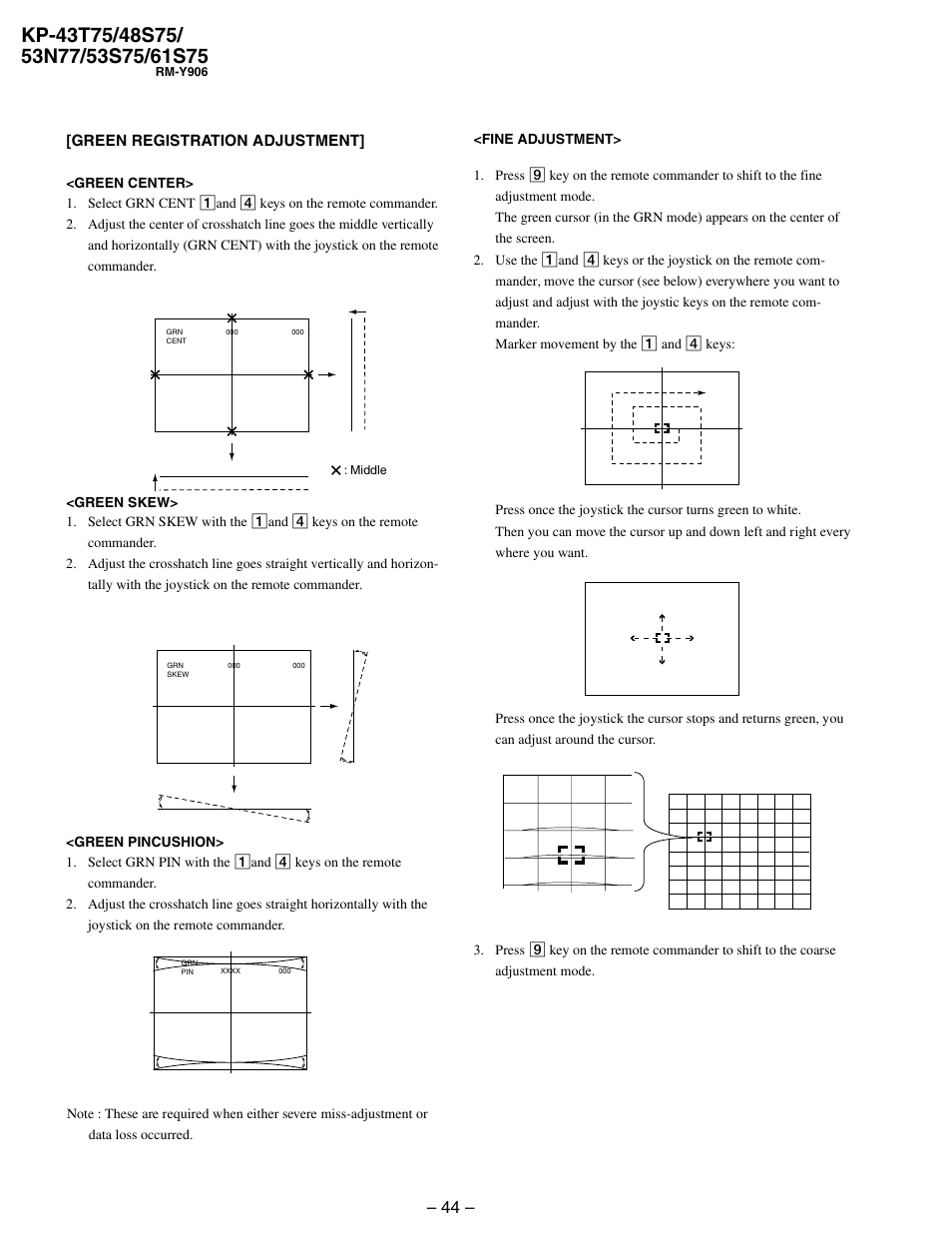 Sony KP 48S75 User Manual | Page 44 / 100