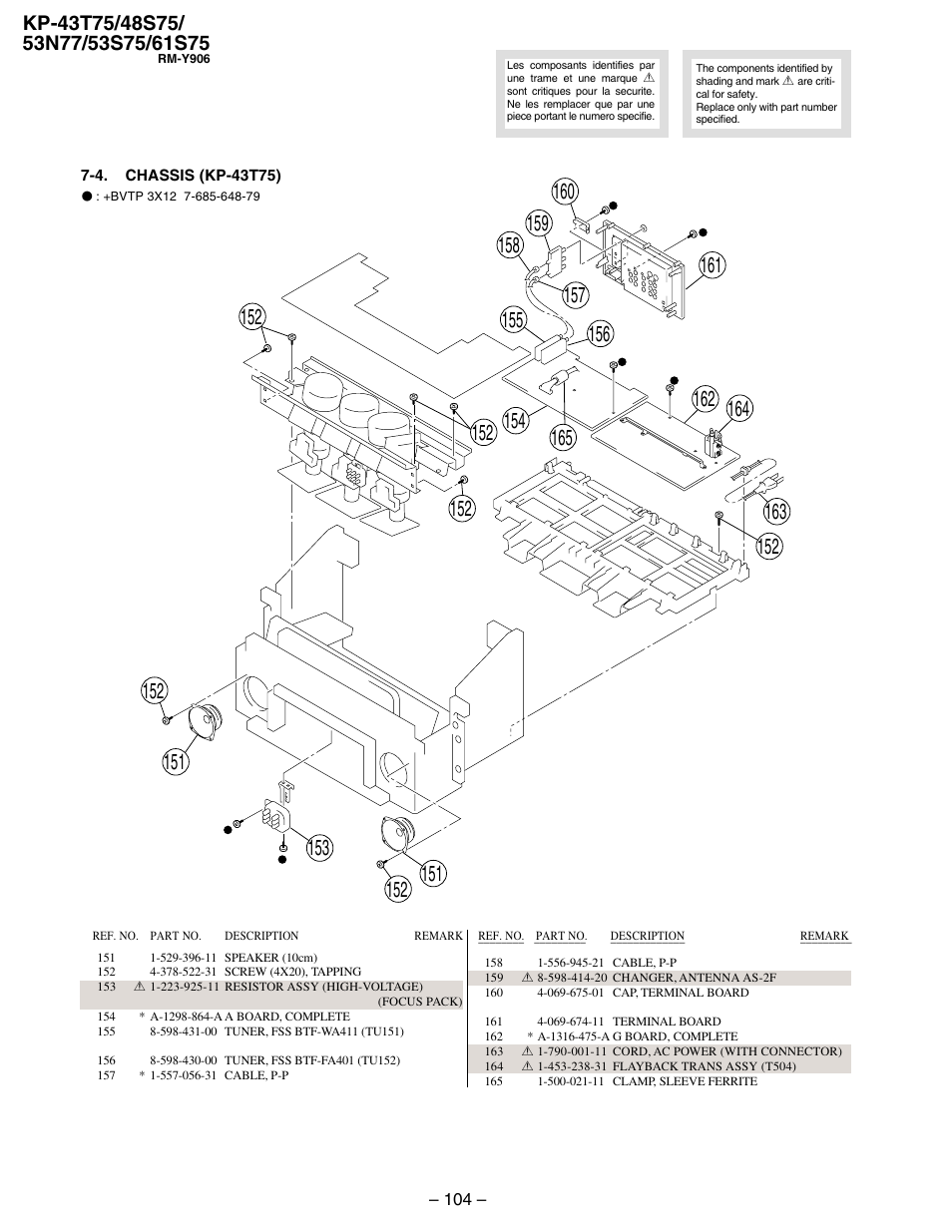 4. chassis (kp-43t75) | Sony KP 48S75 User Manual | Page 72 / 100