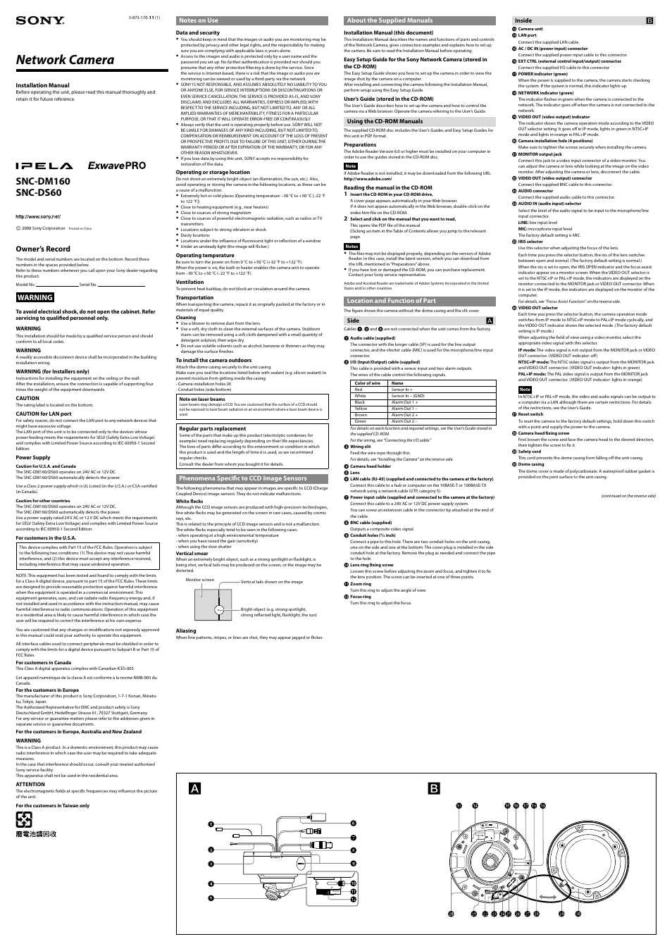 Sony IPELA EXWAREPRO SNC-DS60 User Manual | 2 pages