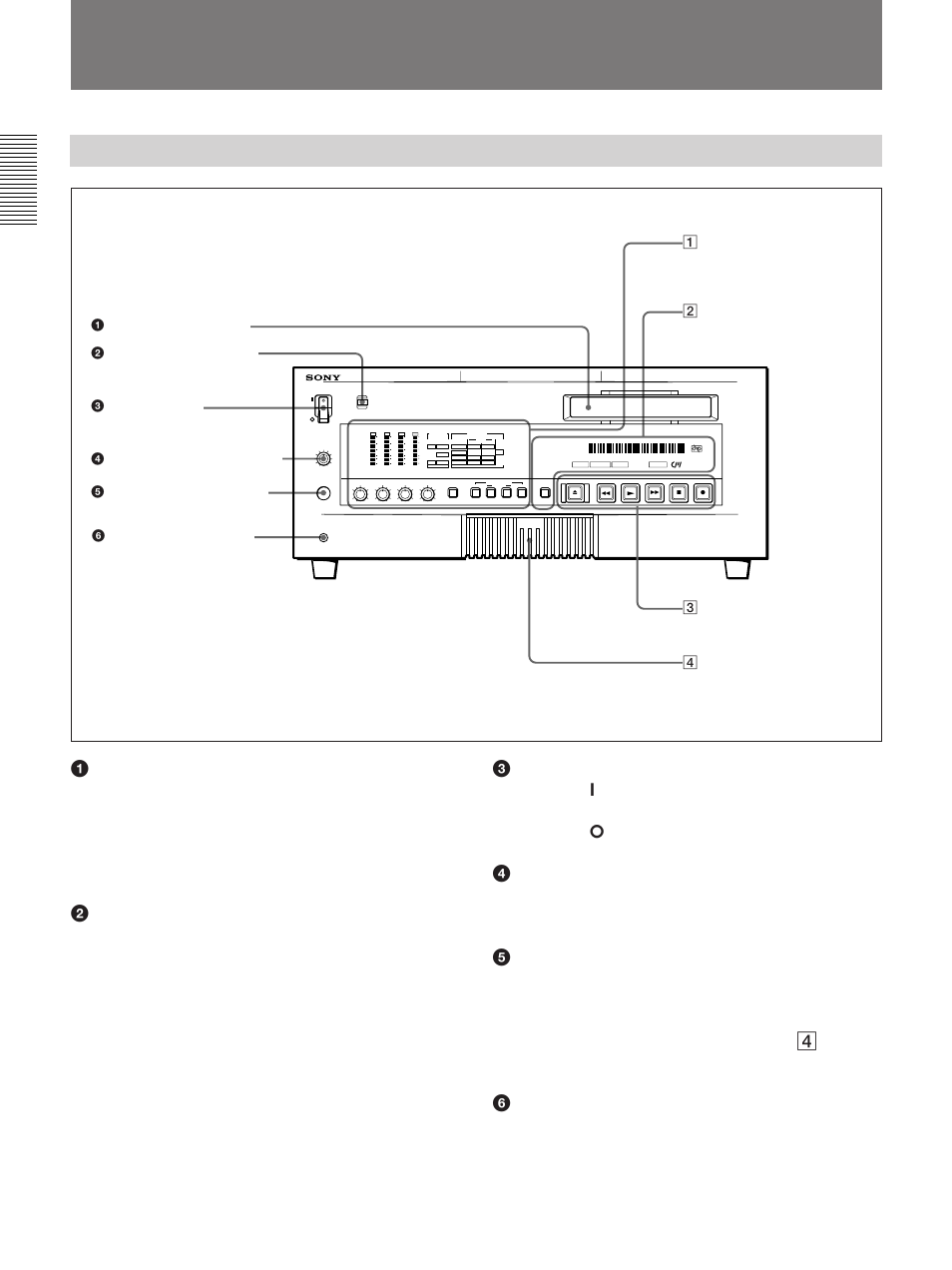 Location and function of parts, Front panel | Sony DSR-85 User Manual | Page 8 / 88