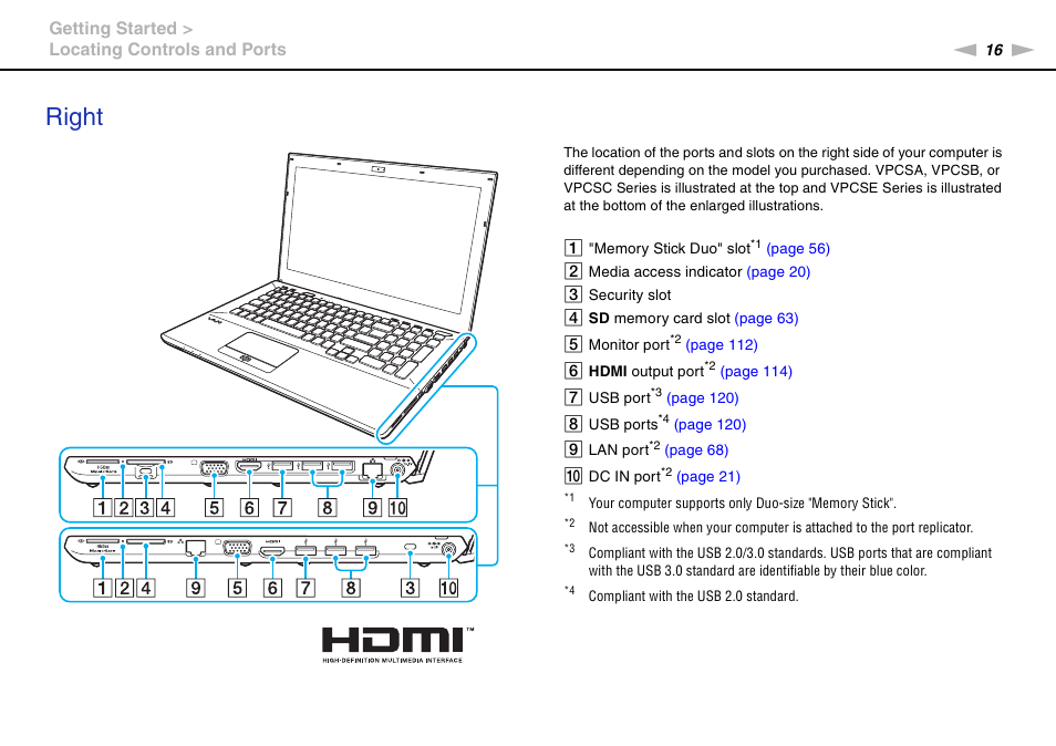 Right | Sony VPCSA Series User Manual | Page 16 / 210