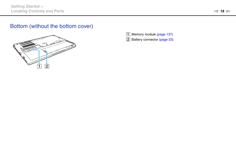 Bottom (without the bottom cover) | Sony VPCSA Series User Manual | Page 19 / 210