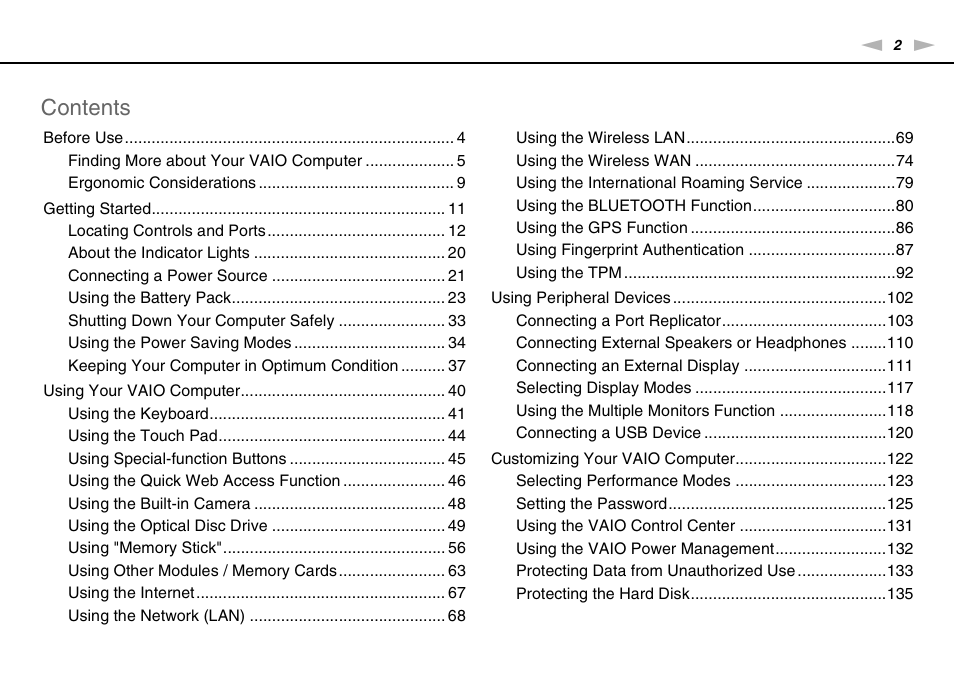 Sony VPCSA Series User Manual | Page 2 / 210