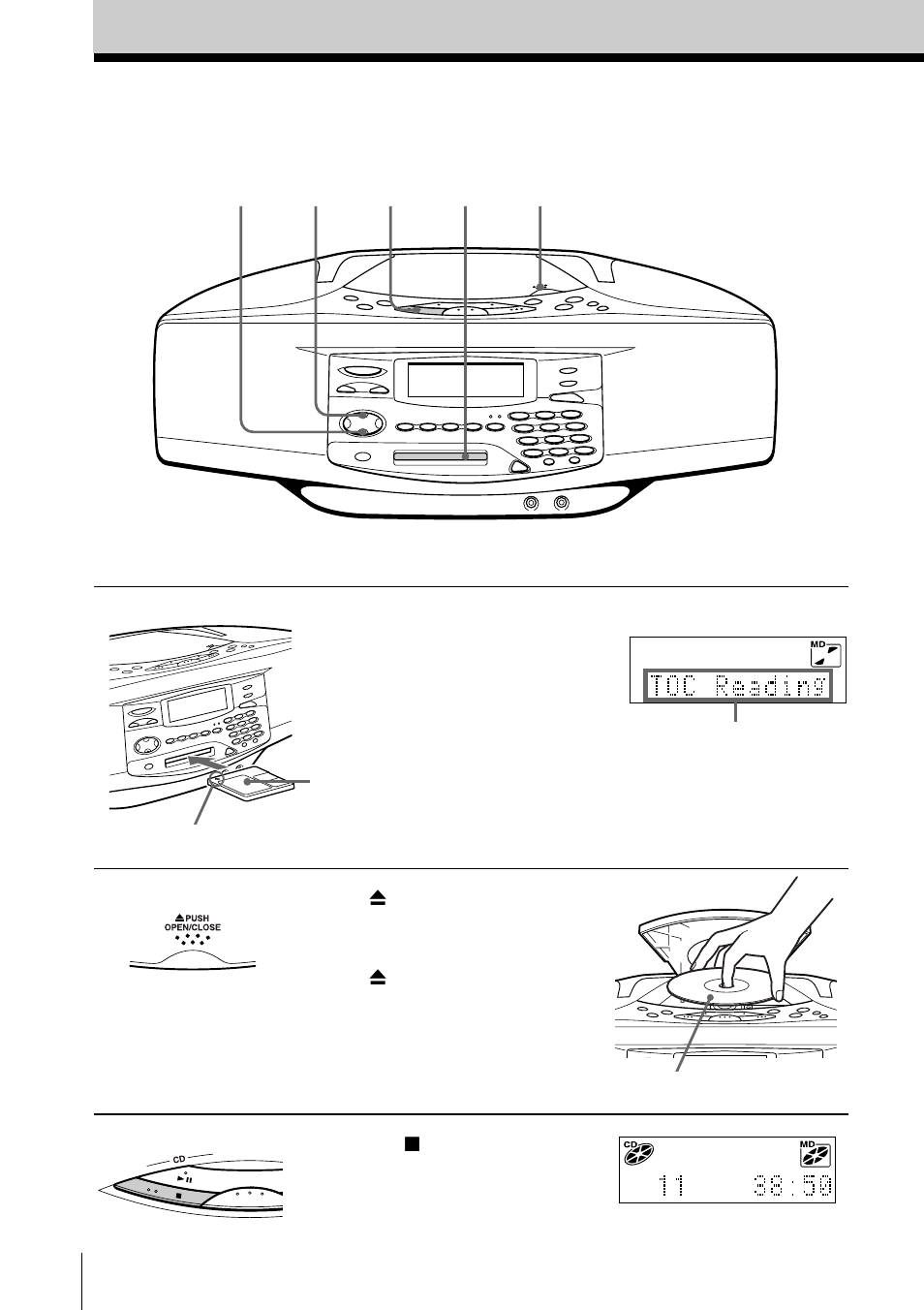 Recording a whole cd (synchronized recording), Recording a whole cd | Sony ZS-M35 User Manual | Page 6 / 76