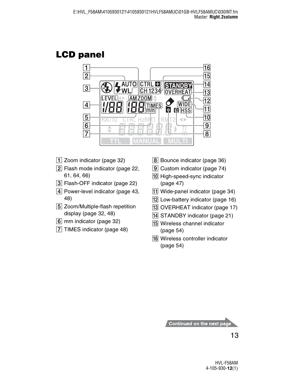 Lcd panel | Sony 4-105-930-12(1) User Manual | Page 13 / 88