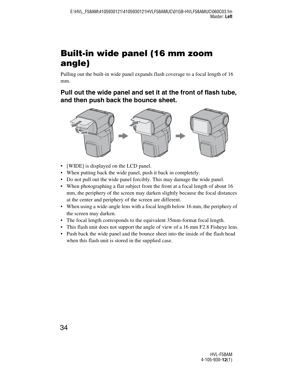 Built-in wide panel (16 mm zoom angle) | Sony 4-105-930-12(1) User Manual | Page 34 / 88