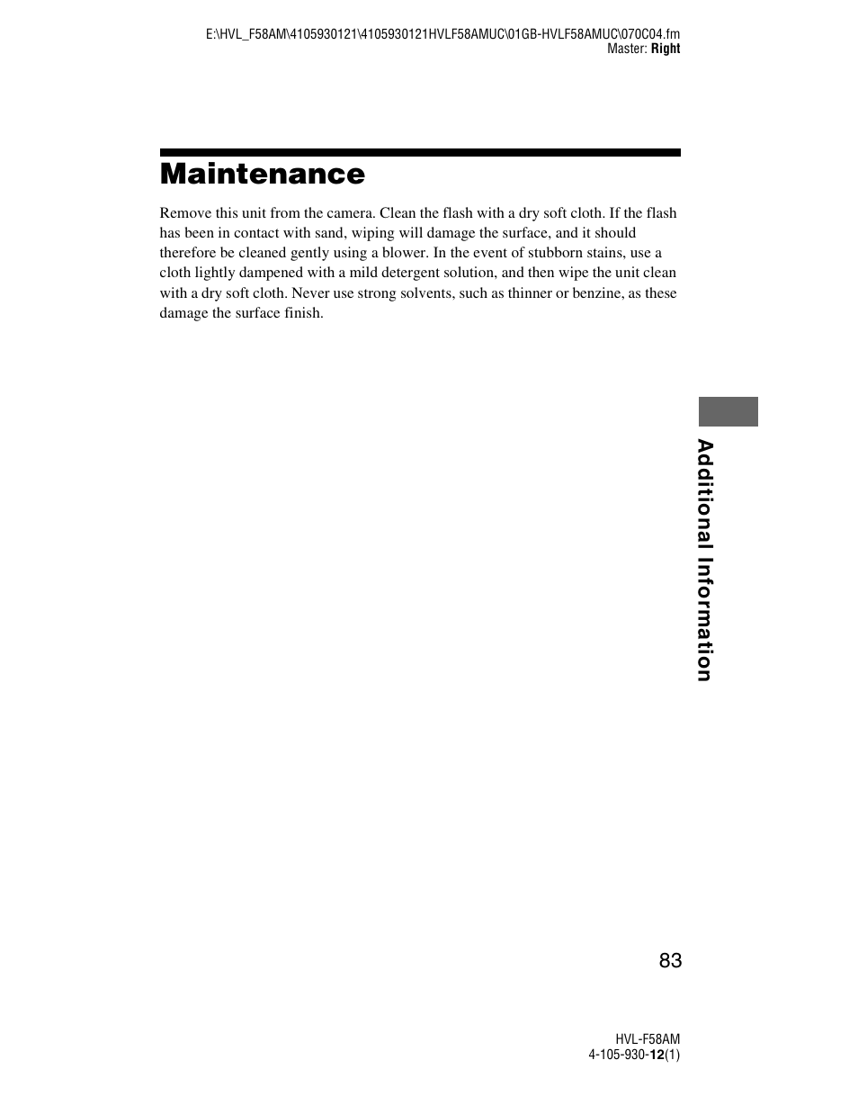 Maintenance | Sony 4-105-930-12(1) User Manual | Page 83 / 88