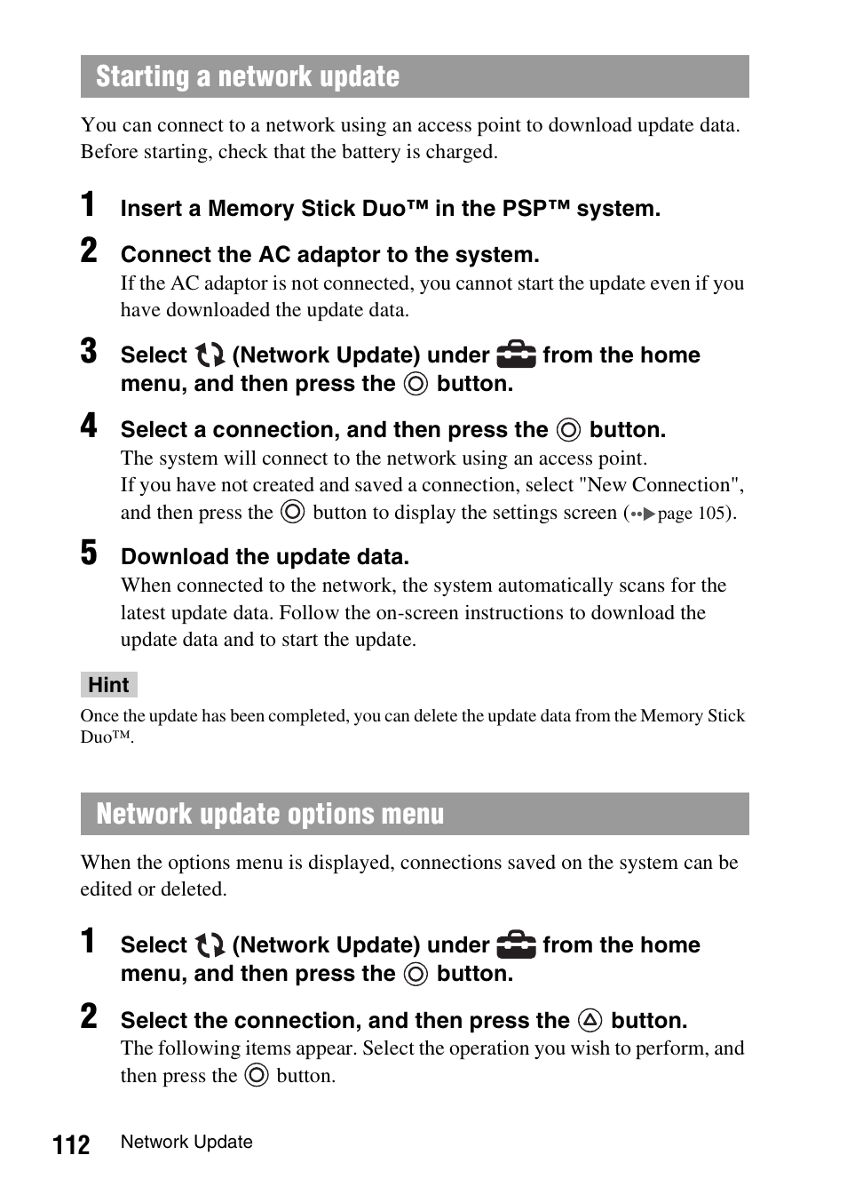 Sony PSP-1006 K User Manual | Page 112 / 268