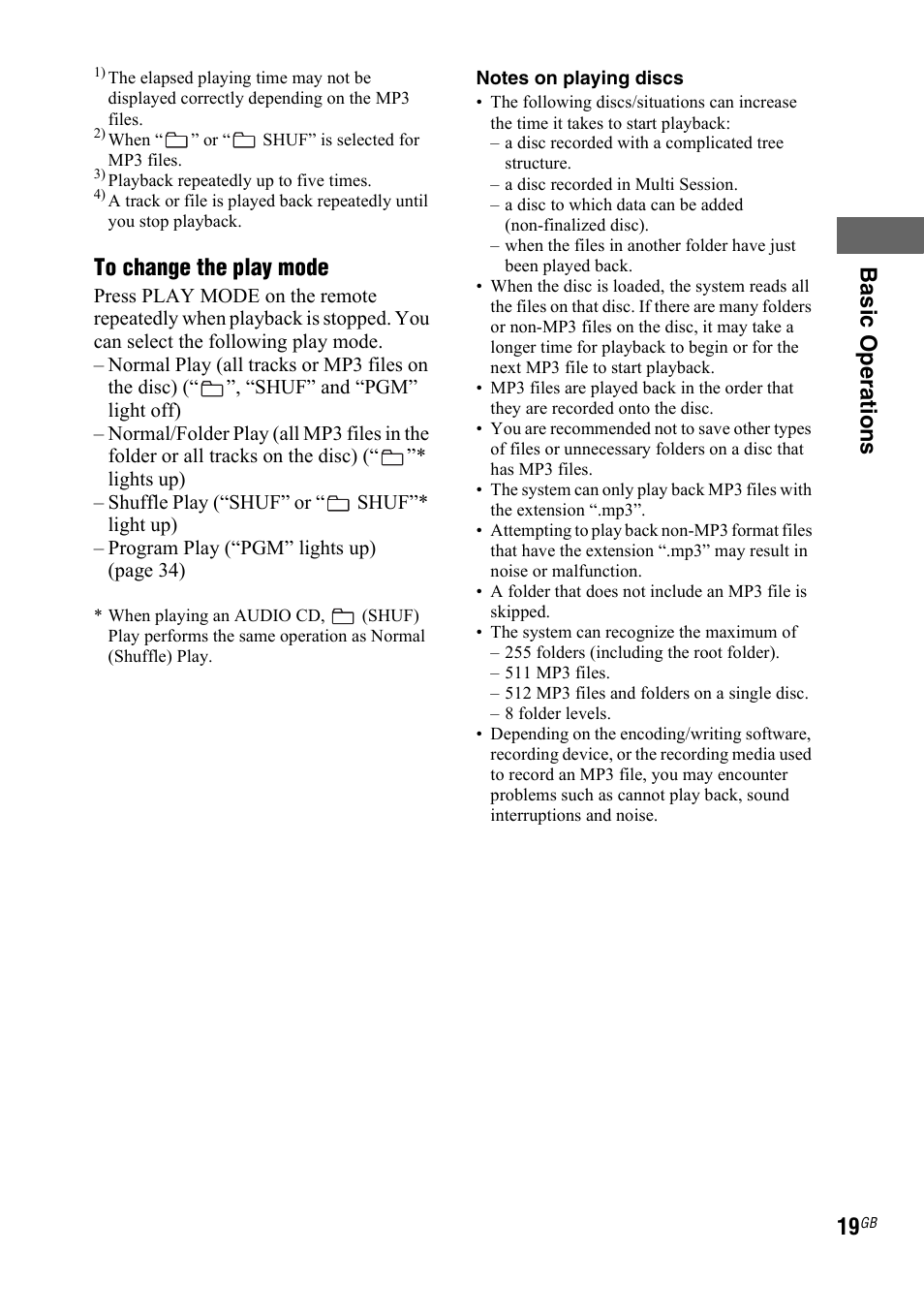 Ba si c op er a tio ns | Sony 3-300-703-11(2) User Manual | Page 19 / 56