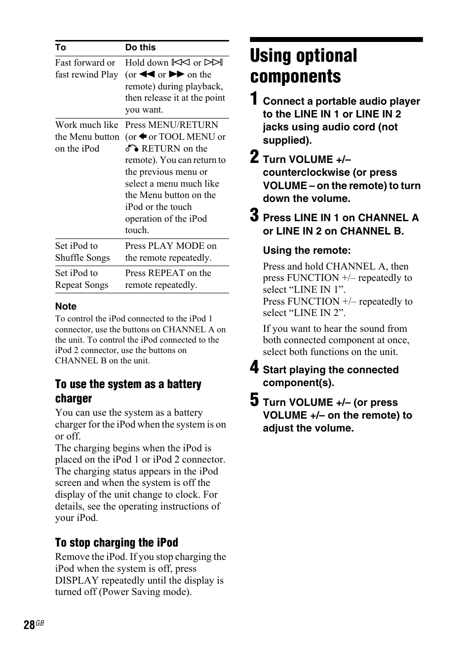 Using optional components, Using optional components 1 | Sony 3-300-703-11(2) User Manual | Page 28 / 56