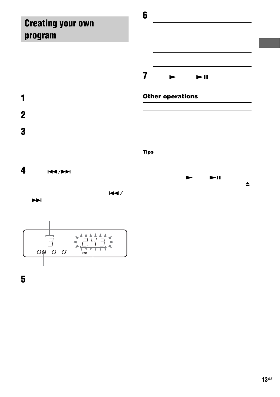 Creating your own program, Program play | Sony CMT-HPX9 User Manual | Page 13 / 36