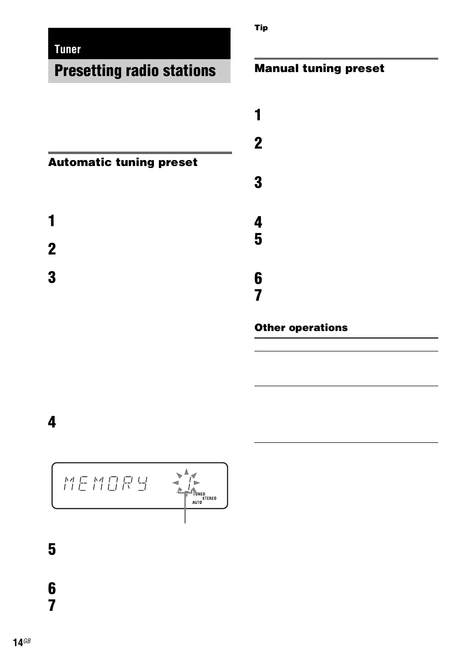 Tuner, Presetting radio stations | Sony CMT-HPX9 User Manual | Page 14 / 36