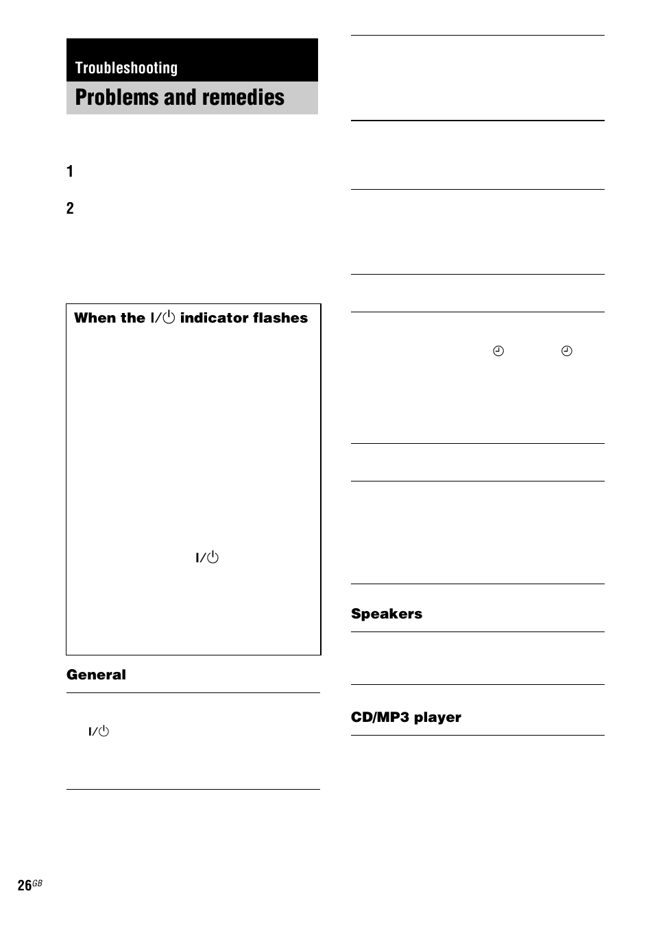 Troubleshooting, Problems and remedies | Sony CMT-HPX9 User Manual | Page 26 / 36