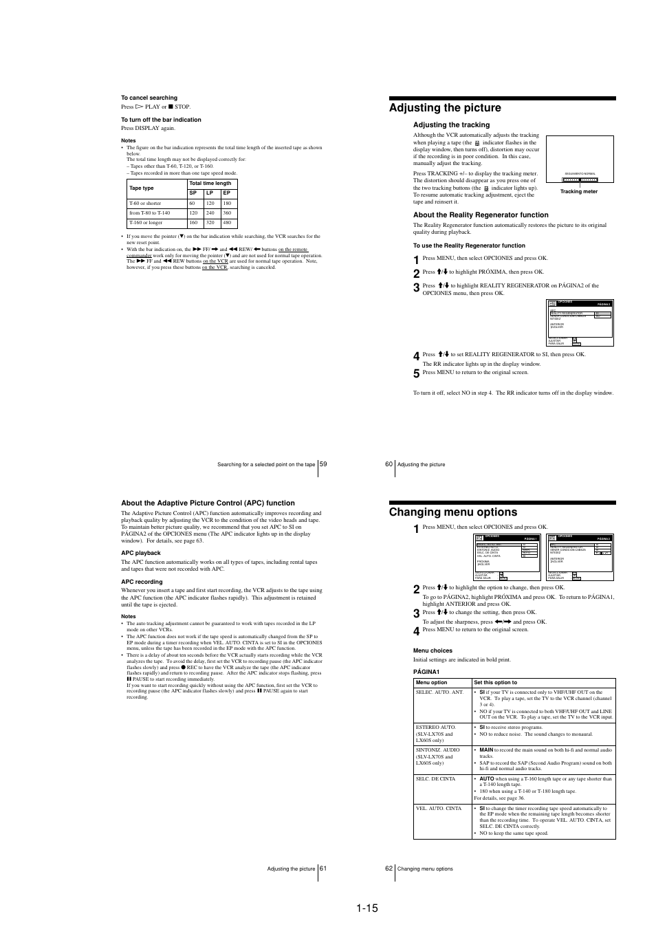 Adjusting the picture, Changing menu options | Sony LX50 User Manual | Page 19 / 71