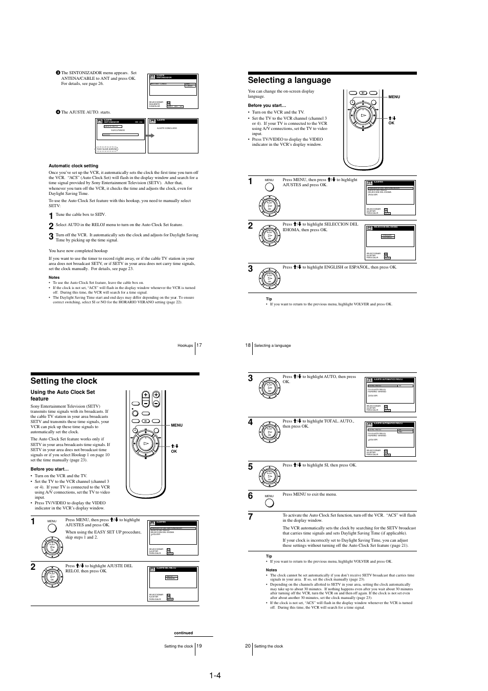 Selecting a language, Setting the clock | Sony LX50 User Manual | Page 8 / 71