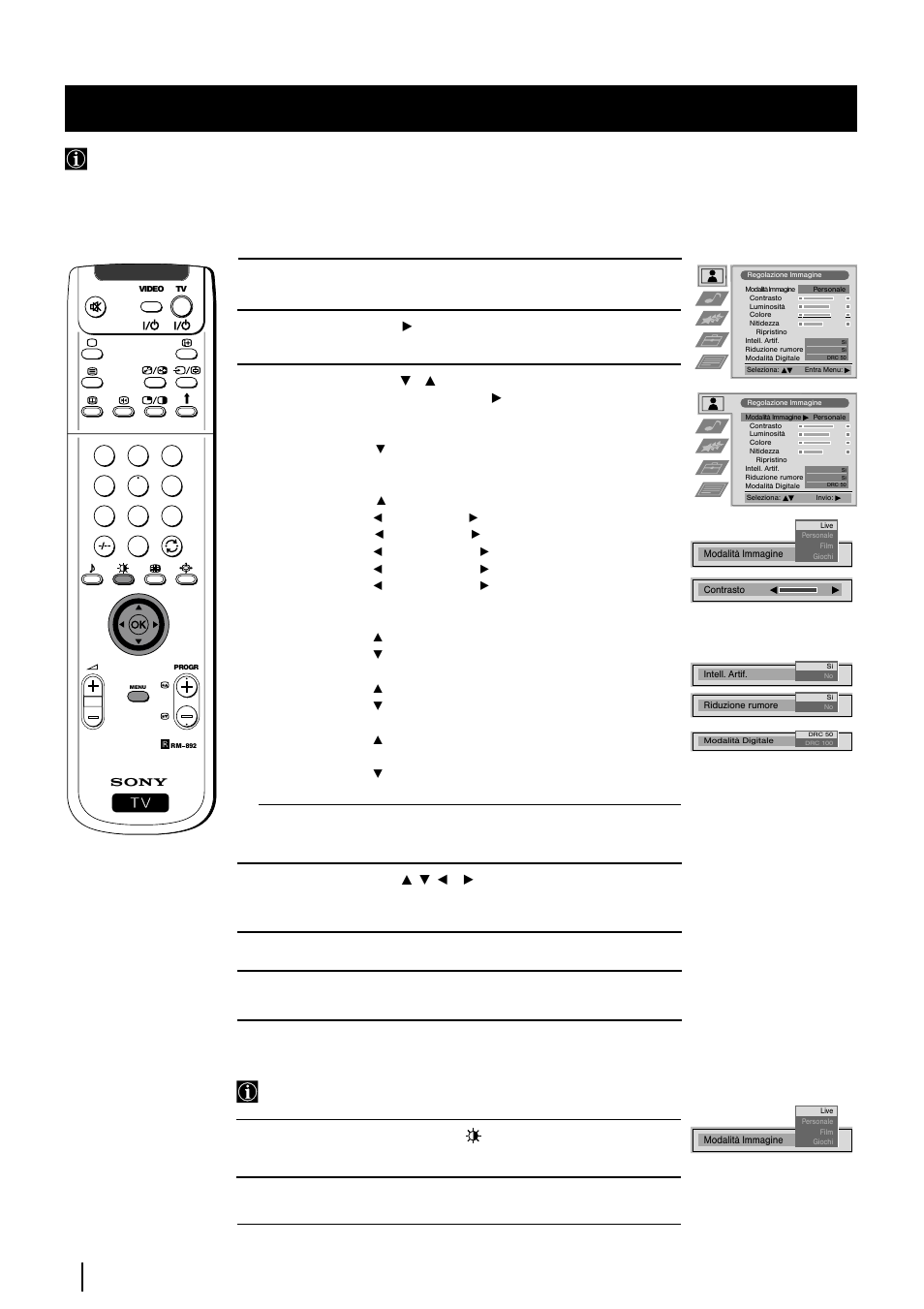 Regolazione immagine, Cambio rapido della modalità immagine, Menu | Sony KP-48PS2 User Manual | Page 113 / 233