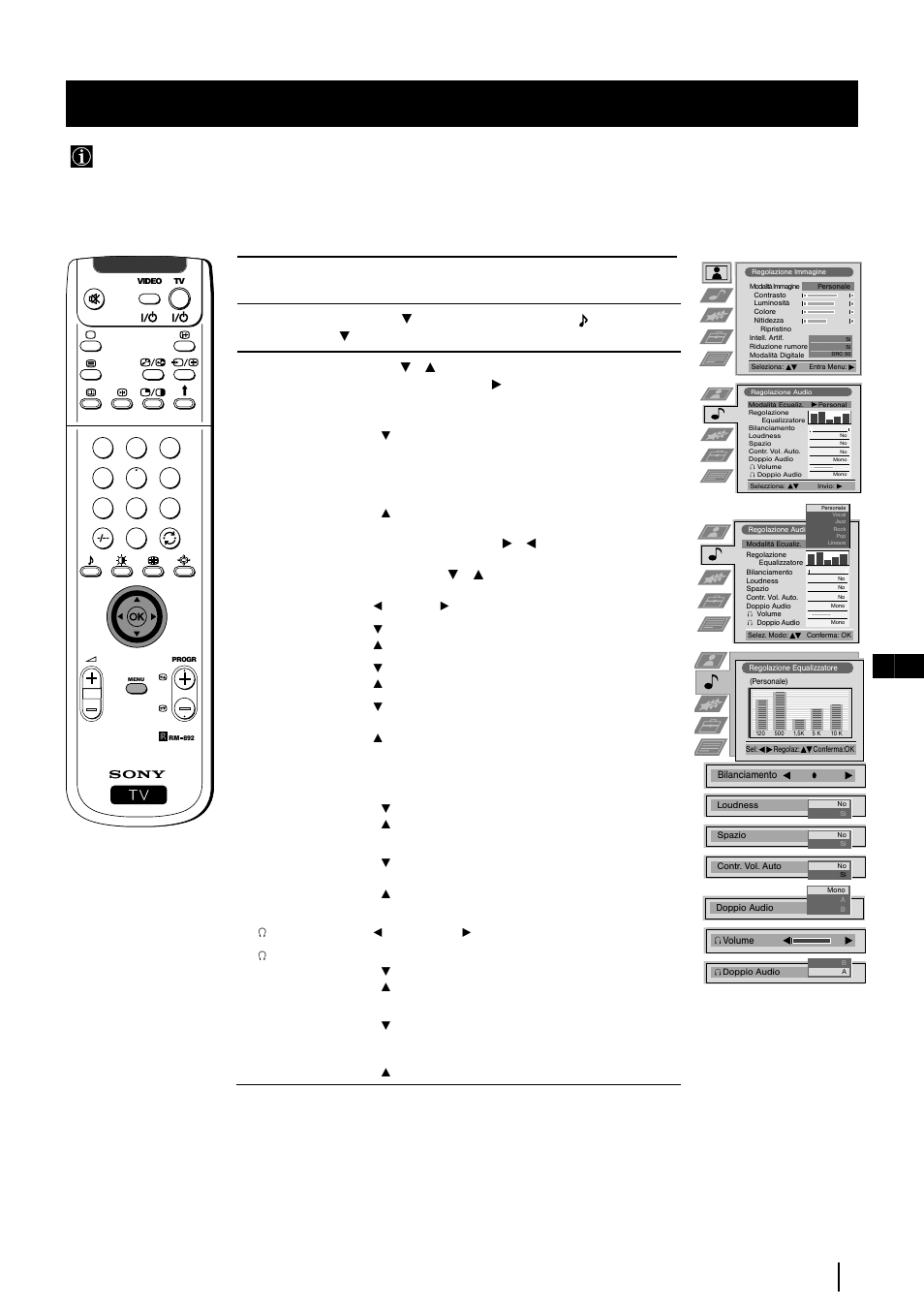 Regolazione audio, 13 it menu, Continua | Sony KP-48PS2 User Manual | Page 114 / 233