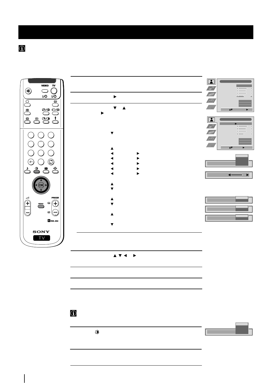 Adjusting the picture, Changing the picture mode quickly, Menu system | Sony KP-48PS2 User Manual | Page 12 / 233