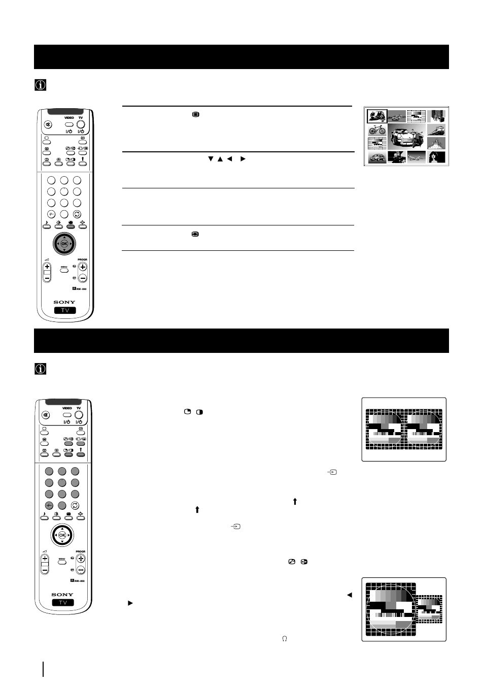 Utilizzo del multi pip (picture in picture), Utilizzo del pap (picture and picture), Menu | Attivazione e disattivazione del pap, Selezione di una sorgente per il pap, Interscambio degli schermi, Ingrandimento della misura degli schermi, Selezione del suono dello schermo di destra | Sony KP-48PS2 User Manual | Page 125 / 233