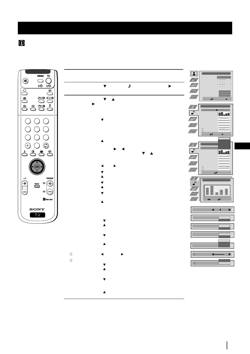 Adjusting the sound, 13 gb menu system, Continued | Sony KP-48PS2 User Manual | Page 13 / 233