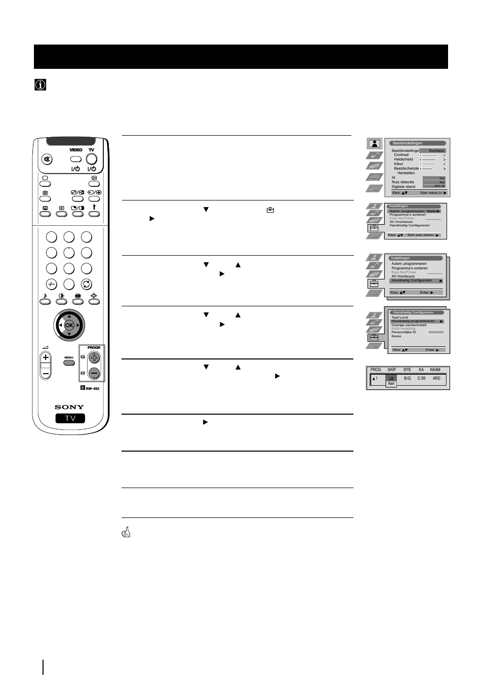 Programmaposities overslaan, Menusysteem | Sony KP-48PS2 User Manual | Page 152 / 233