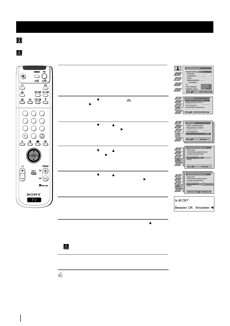 Uw persoonlijke id invoeren, Menusysteem | Sony KP-48PS2 User Manual | Page 154 / 233