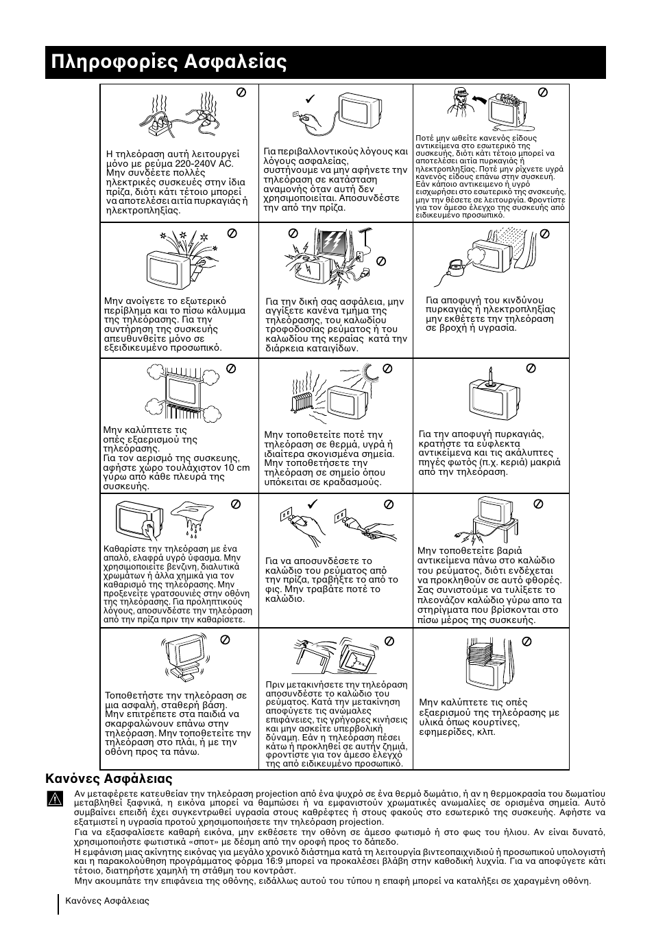 Πληρo oρίες aσ αλείας, 4 καν νες ασ άλειας | Sony KP-48PS2 User Manual | Page 170 / 233