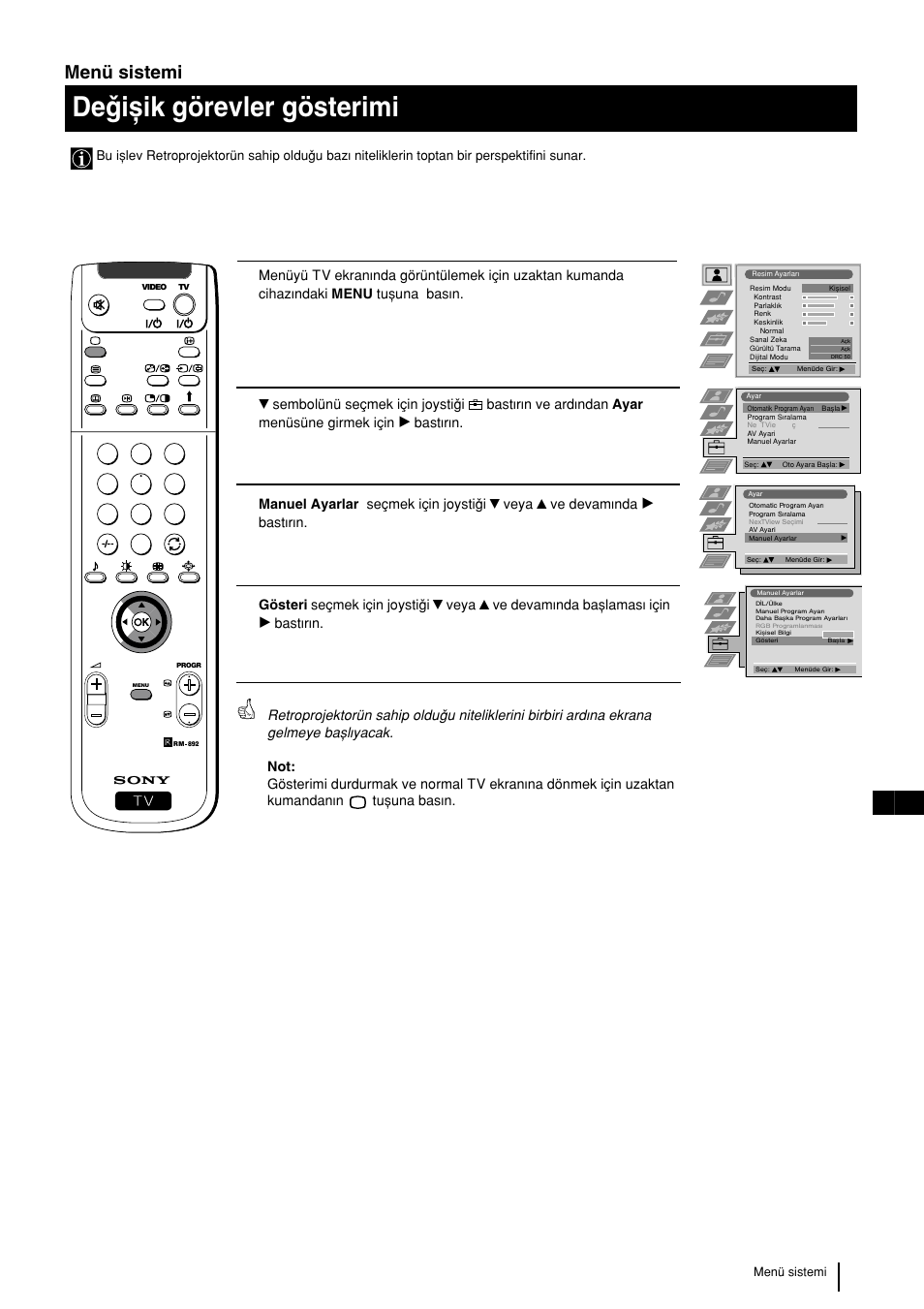 Deqixik görevler gösterimi, 21 tr menü sistemi | Sony KP-48PS2 User Manual | Page 219 / 233