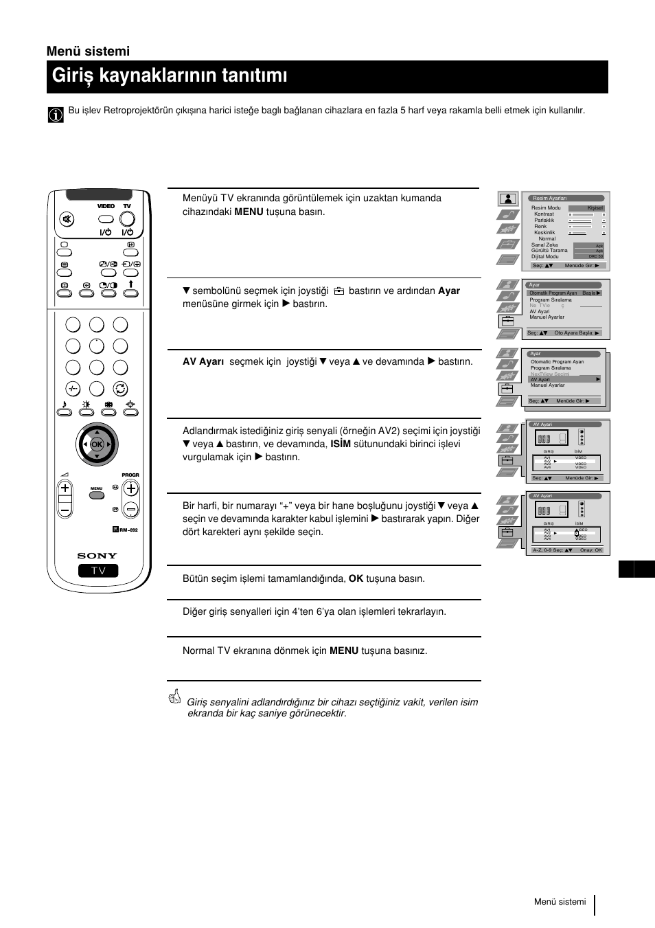 Girix kaynaklarwnwn tanwtwmw, 23 tr menü sistemi | Sony KP-48PS2 User Manual | Page 221 / 233