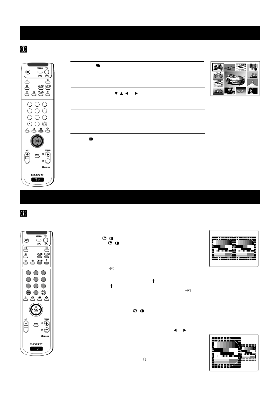 Using multi pip (picture in picture), Using pap (picture and picture), Menu system | Switching pap on and off, Selecting pap source, Swapping screens, Zooming the screens, Selecting the sound of the right screen | Sony KP-48PS2 User Manual | Page 24 / 233