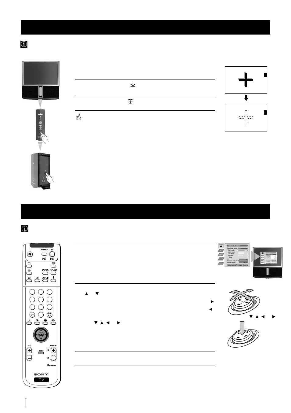 Réglage de l'alignement des couleurs (convergence), Introduction au système des menus sur écran, Première mise en service – système des menus | Sony KP-48PS2 User Manual | Page 43 / 233