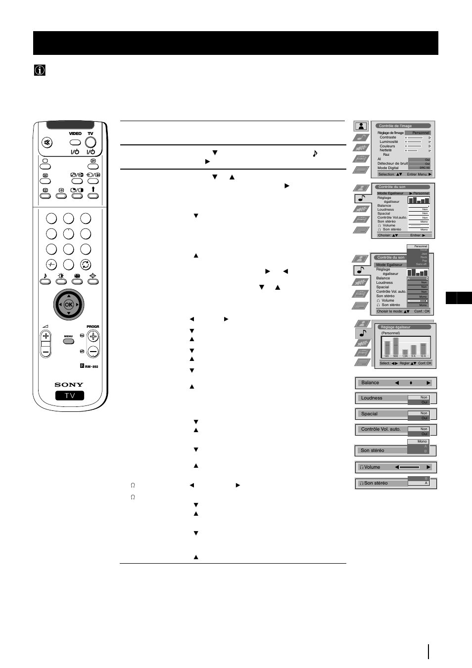 Contrôle du son, 13 fr système des menus, Voir page suivante, svp | Sony KP-48PS2 User Manual | Page 46 / 233