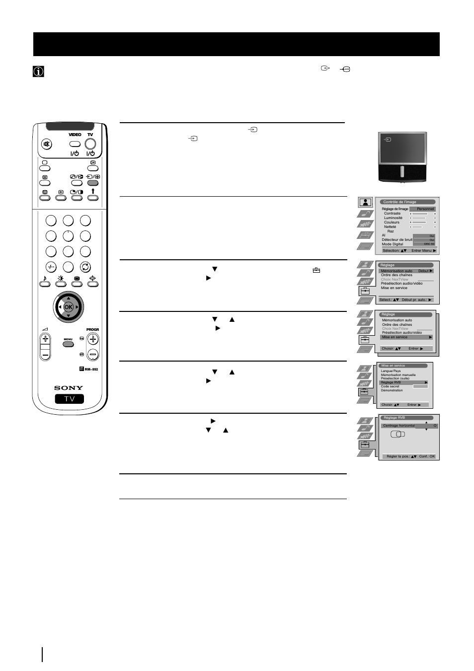 Réglage de centrage de l'image pour une source rvb, Système des menus | Sony KP-48PS2 User Manual | Page 55 / 233