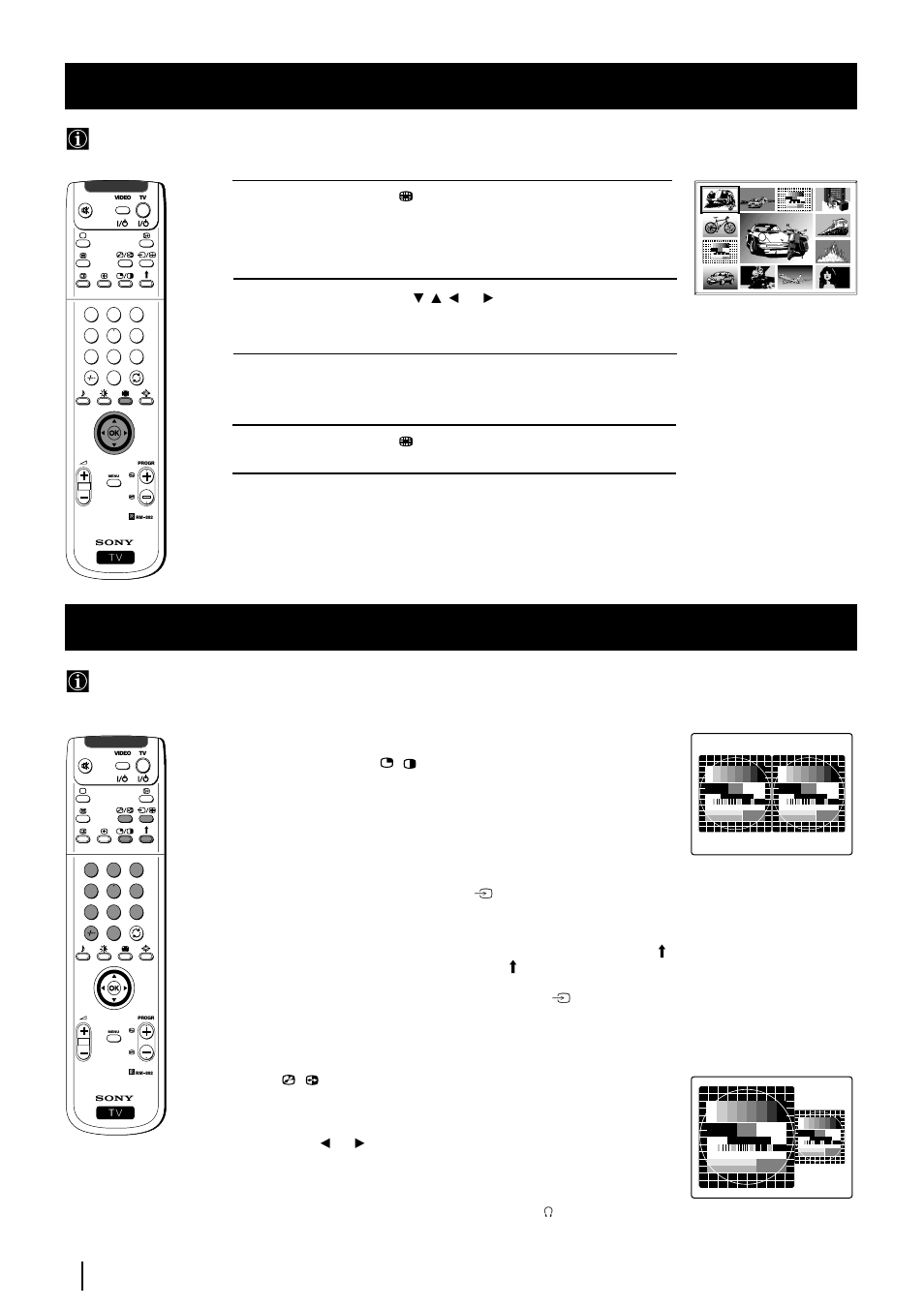 Images multiples (multi pip), 2 images sur écran (pap), Système des menus | Connexion et déconnexion du pap, Sélection de la source pap, Changement d'écrans, Agrandissement des écrans, Sélection du son de l'écran droit | Sony KP-48PS2 User Manual | Page 57 / 233