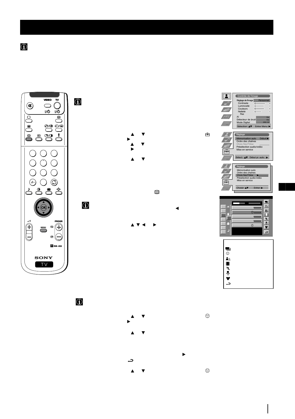 Nextview, 27 fr nextview, Sélection du serveur de nextview | Activation de nextview, Réglage individuel de programmes | Sony KP-48PS2 User Manual | Page 60 / 233