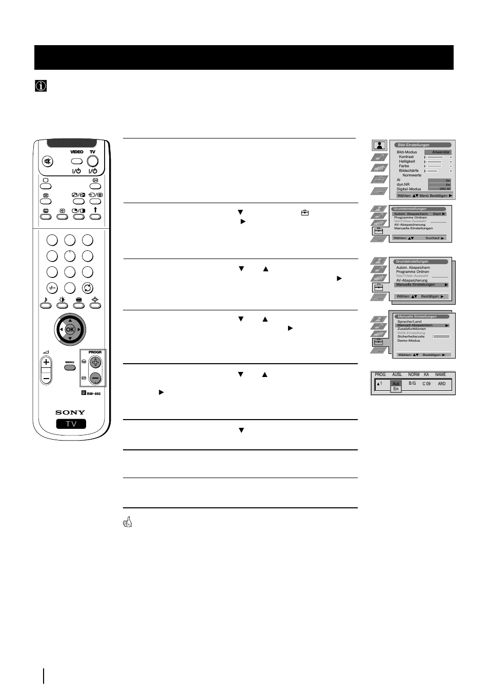 Überspringen von programm- positionen, Menü- system | Sony KP-48PS2 User Manual | Page 86 / 233