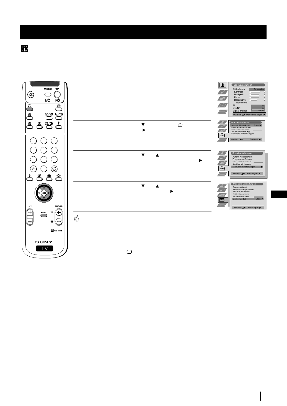 Demonstration der verschiedenen funktionen, 21 de menü- system | Sony KP-48PS2 User Manual | Page 89 / 233