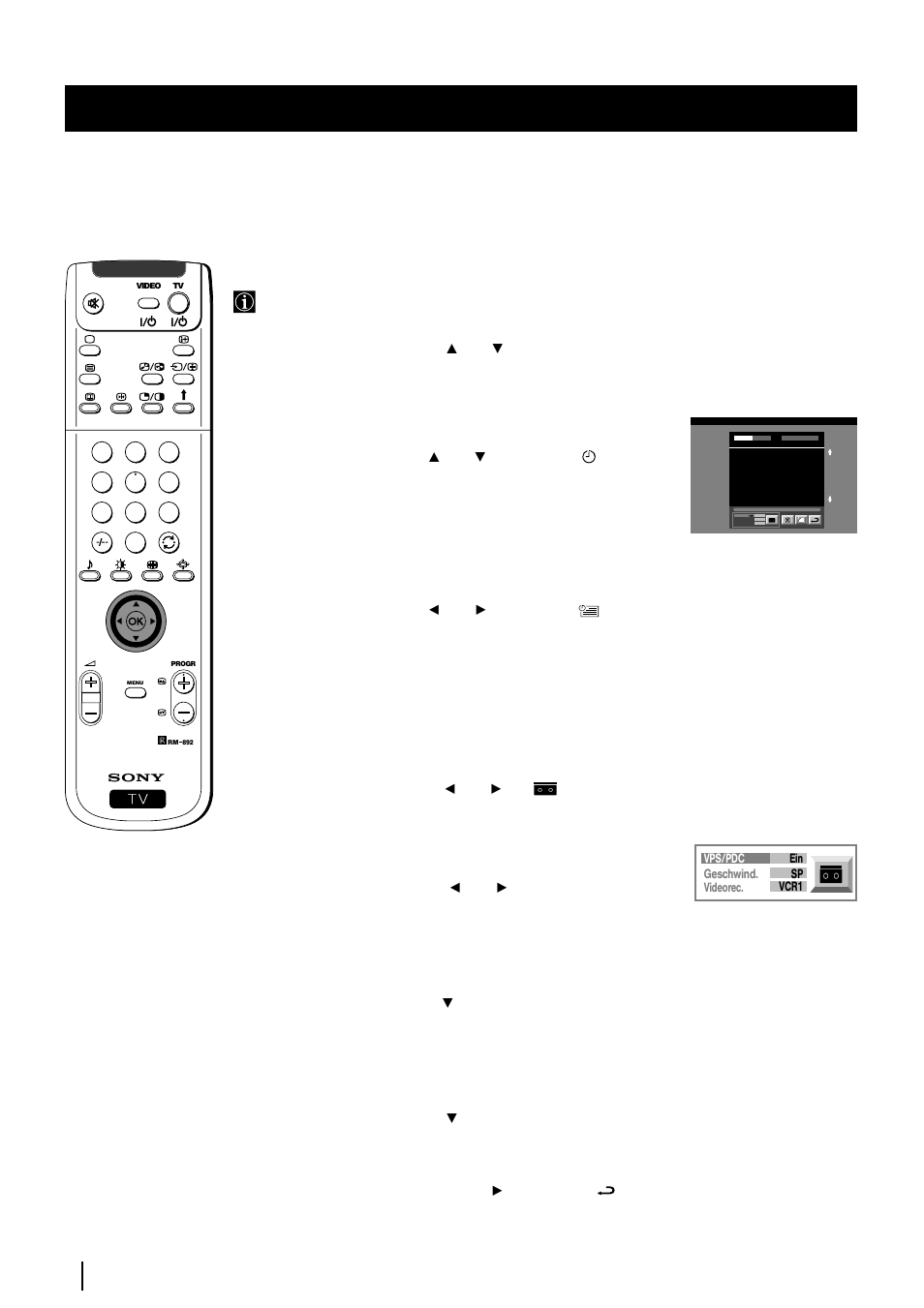 Menü warteliste-sendungen, Grundeinstellung des timers (zeitschalters), Betrachten der programmierten liste | Aufzeichnen von programmen, Nextview | Sony KP-48PS2 User Manual | Page 96 / 233