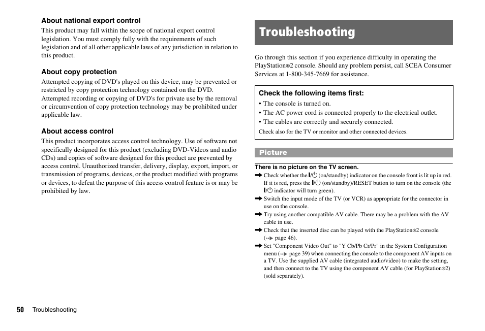 Troubleshooting | Sony SCPH-75001 User Manual | Page 50 / 172