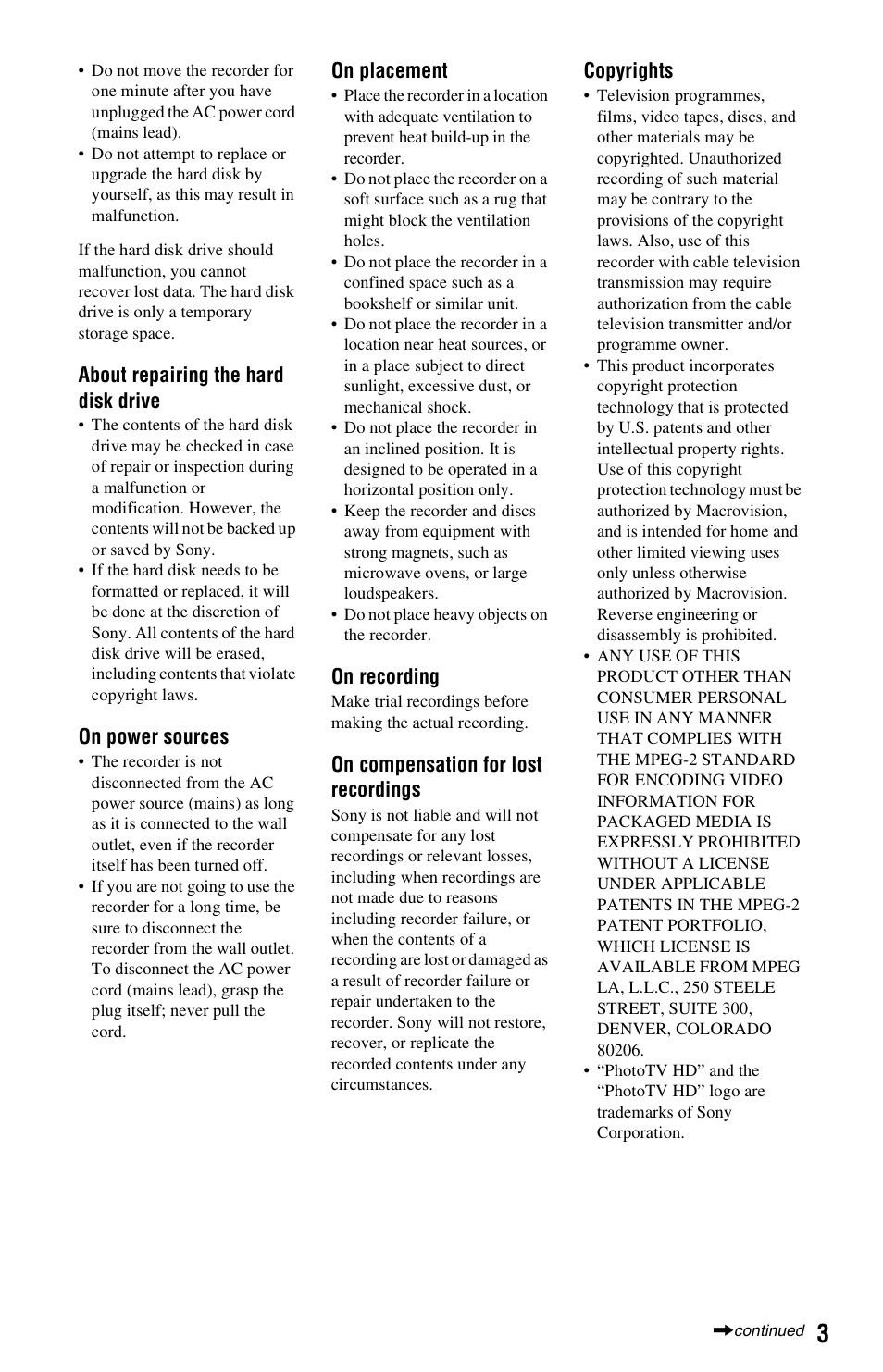 Sony 4-151-079-11(1) User Manual | Page 3 / 100