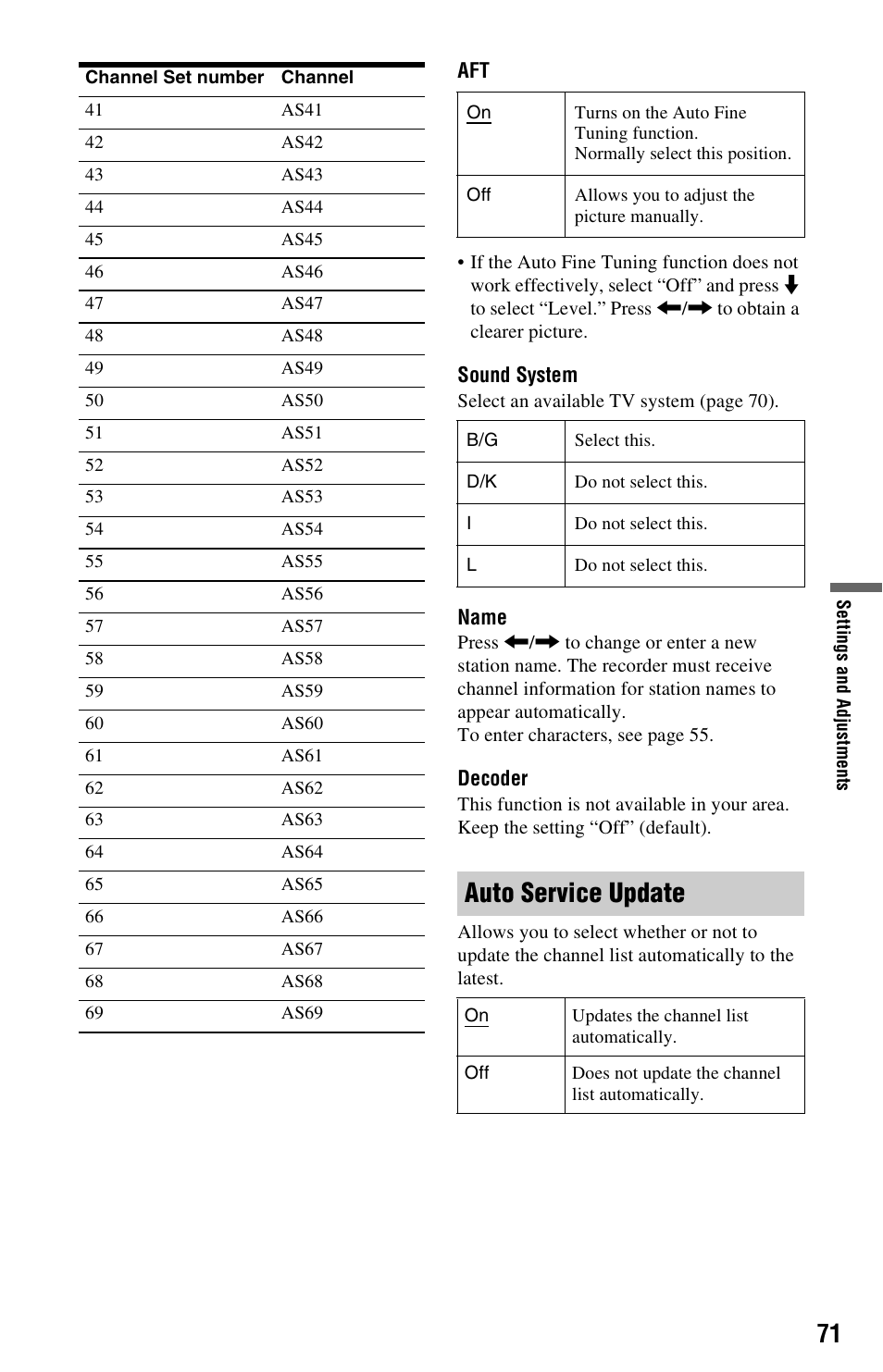 Auto service update | Sony 4-151-079-11(1) User Manual | Page 71 / 100