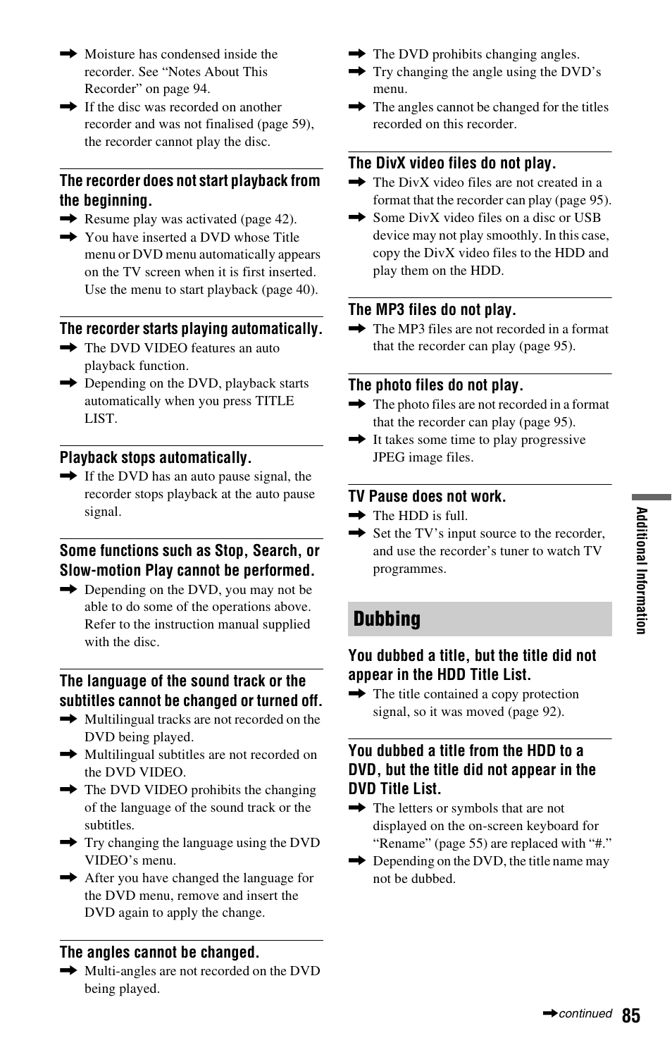 Dubbing | Sony 4-151-079-11(1) User Manual | Page 85 / 100
