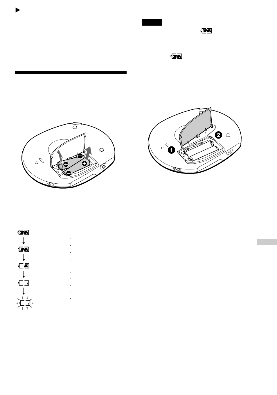 Connecting to a power source, Using the dry batteries | Sony D-F200 User Manual | Page 17 / 24