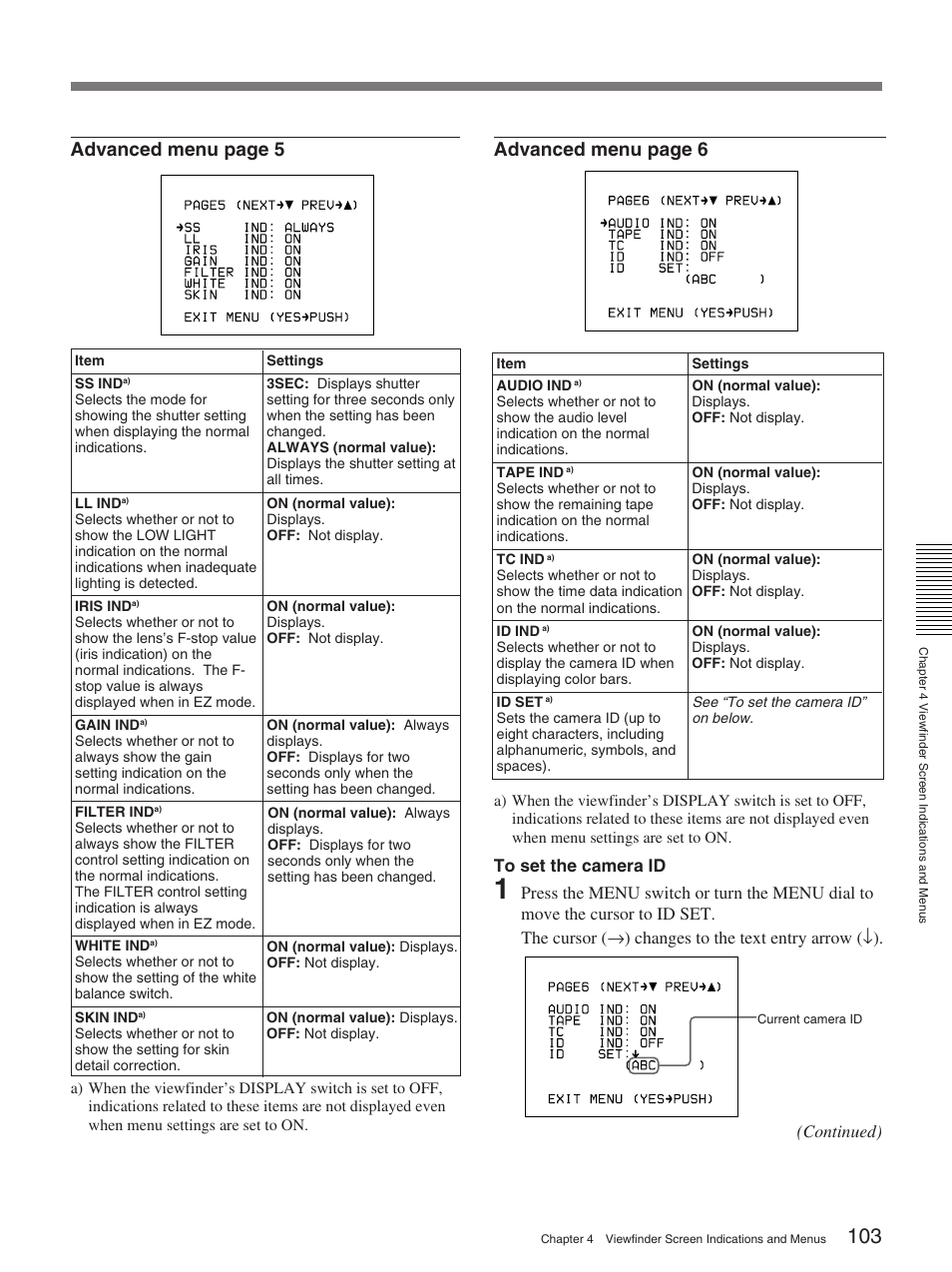 Advanced menu page 5, Advanced menu page 6 | Sony 370PL User Manual | Page 103 / 160