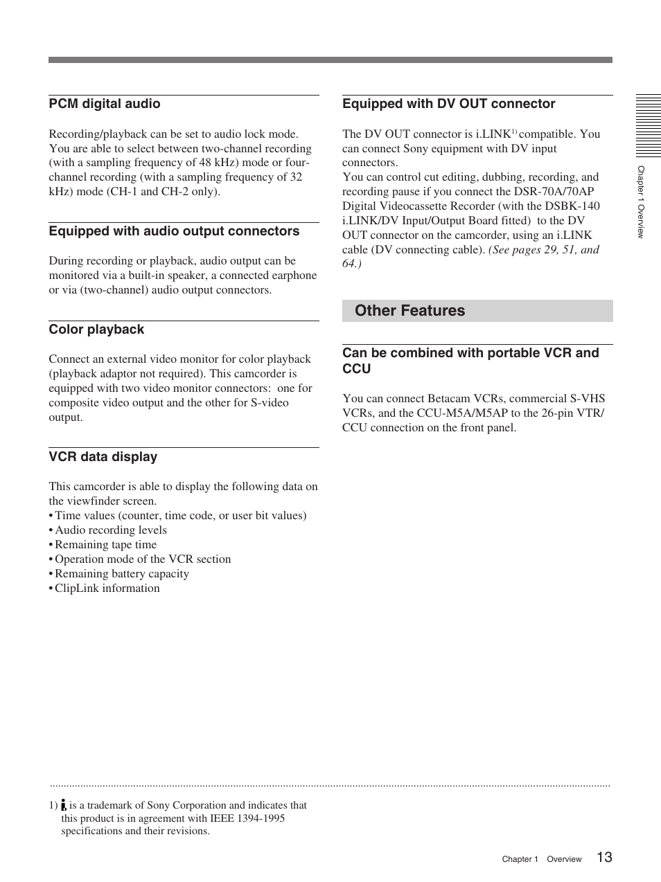 Other features | Sony 370PL User Manual | Page 13 / 160