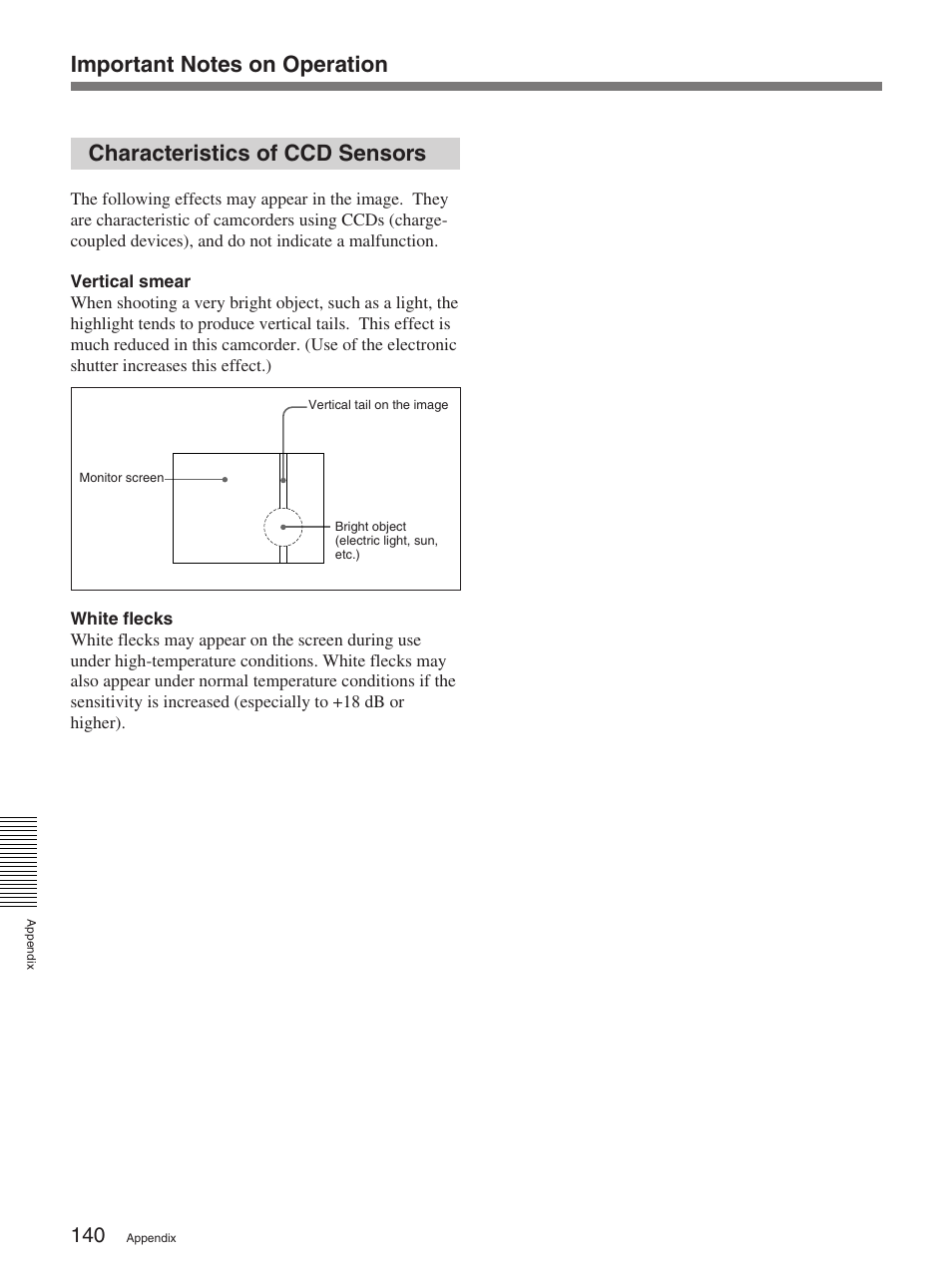 Characteristics of ccd sensors | Sony 370PL User Manual | Page 140 / 160