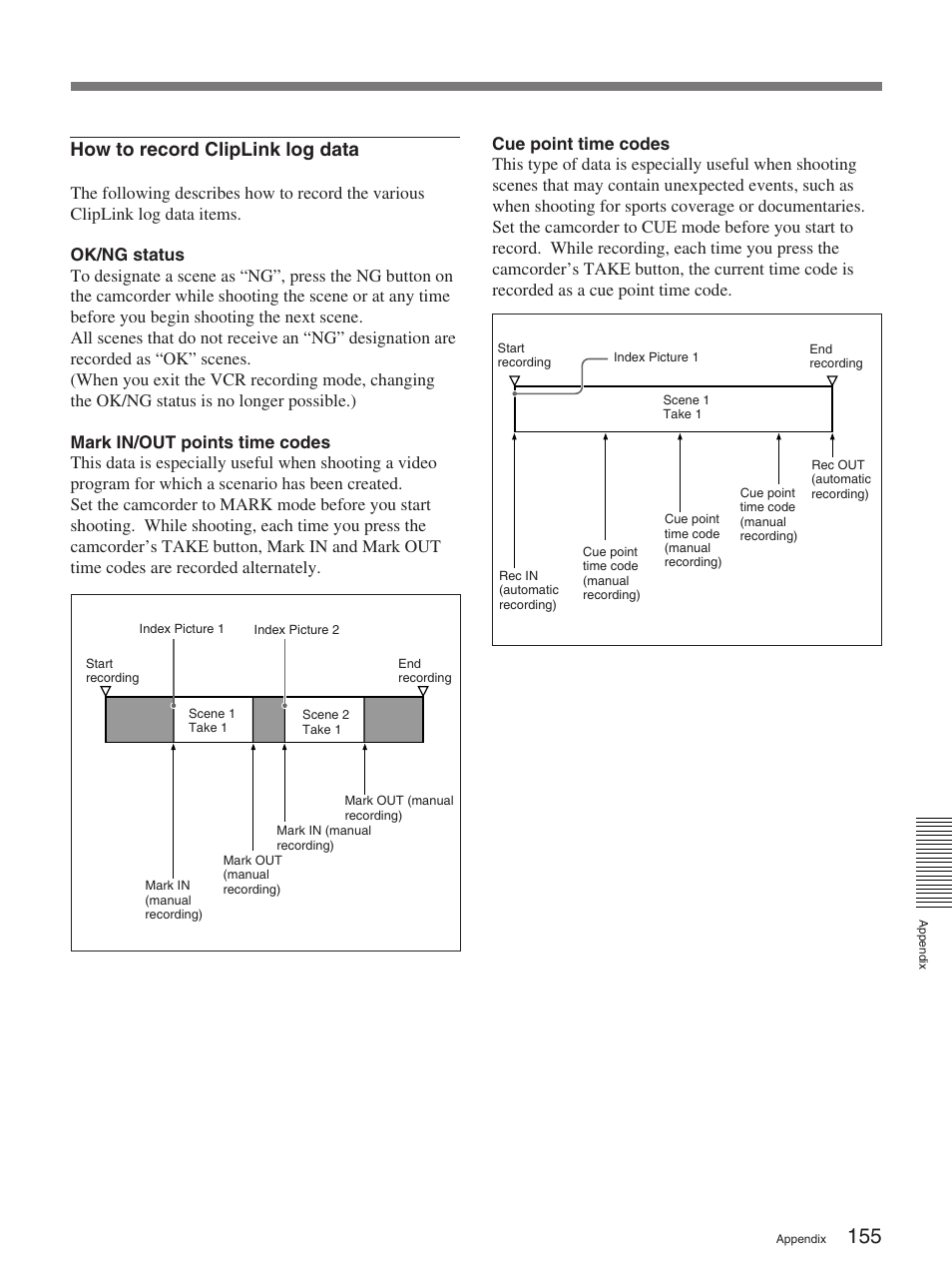 How to record cliplink log data | Sony 370PL User Manual | Page 155 / 160