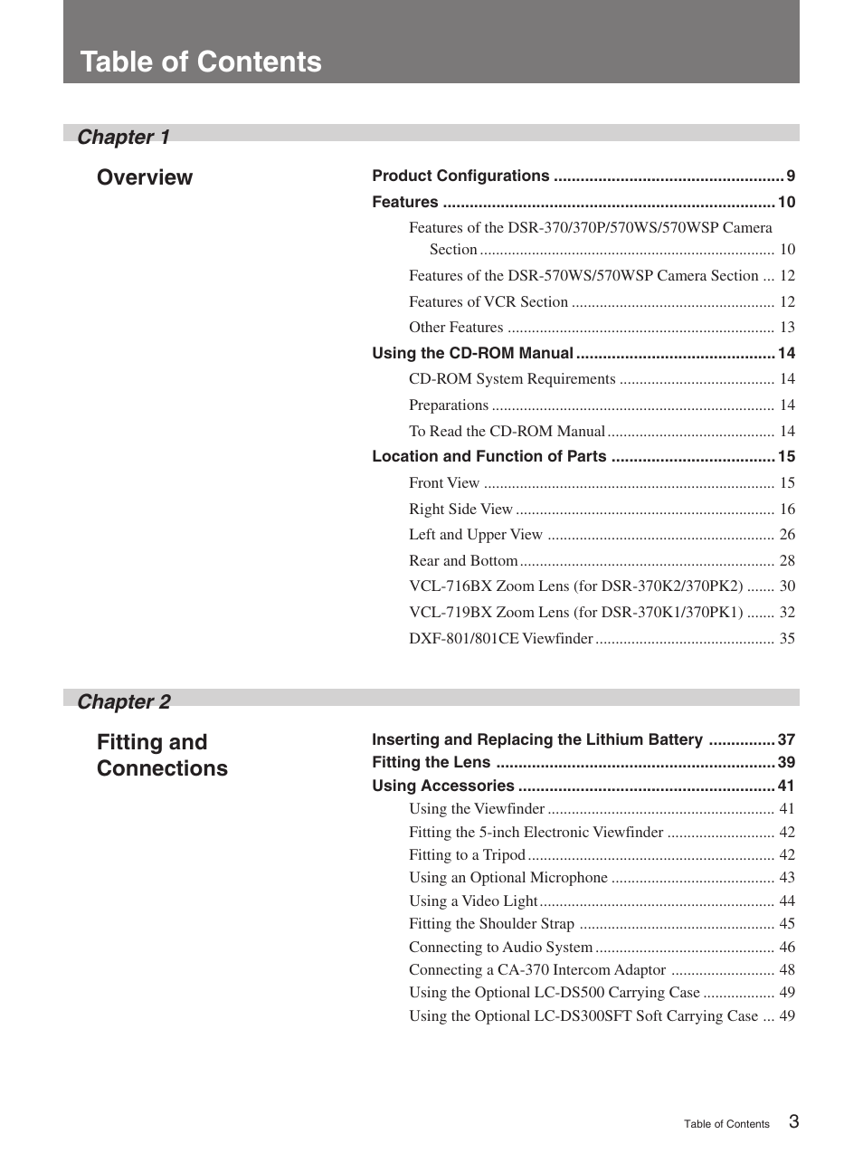 Sony 370PL User Manual | Page 3 / 160