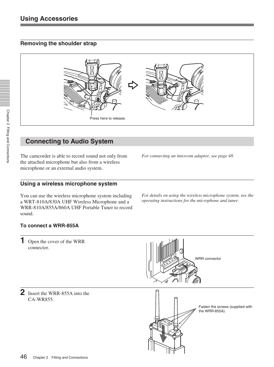 Connecting to audio system | Sony 370PL User Manual | Page 46 / 160